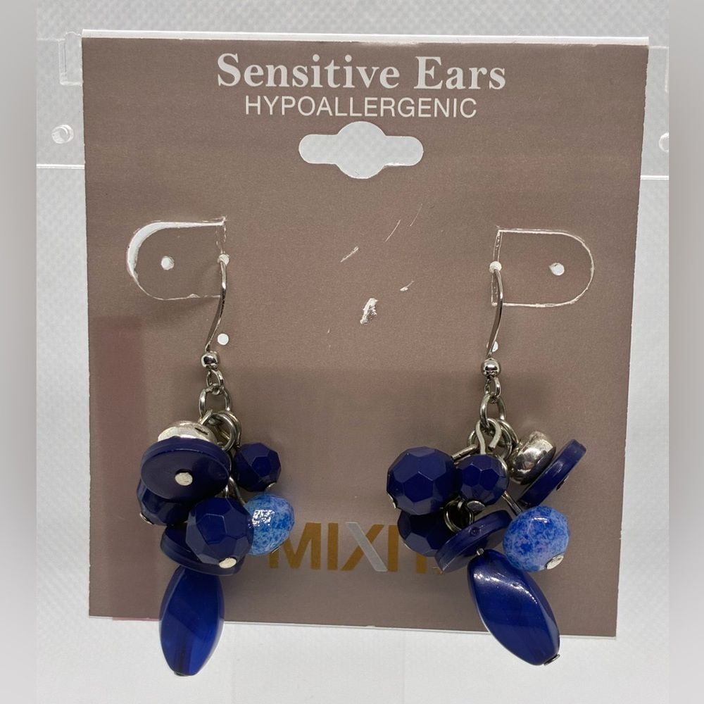3For$20 Mix It Blue Cluster Drop Earrings for Sensitive Ears